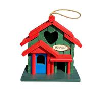 Cute Bluebird House, Wooden Bird Shelter with Rope, 7x7 Inches Nesting Box with Hanging Hook, Sturdy Pine Wood Material, Outdoor Garden Accessory with Rustic Style, Bird Home for Robin Sparrow