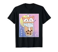 Cute Boba Tea Bubble Japanese Kawaii Retro 90s Anime Neko Value Graphic T-Shirt, Men, Black, XL