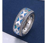 Cute Boho Female Blue Fire Opal Stone Ring Silver Color Bridal Engagement Ring Vintage Triangle Wedding Rings For Women