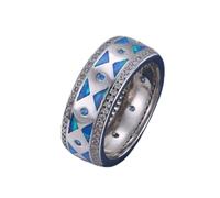 Cute Boho Female Blue Fire Opal Stone Ring Silver Color Bridal Engagement Ring Vintage Triangle Wedding Rings For Women