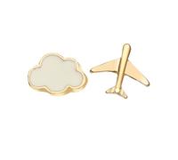 Cute Boho Gold Airplane Cloud Stud Earrings Statement Asymmetry Plane Cloud Earrings Unique Minimalist Aircraft Earrings Jewelry for Women Cartilage Sensitive Ear Mini Ear Piercing Hypoallergenic