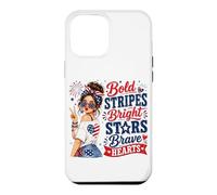 Cute Bold Stripes Bright Stars Brave Hearts Patriotic Women Case for iPhone 12 Pro Max