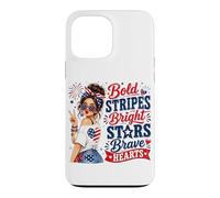 Cute Bold Stripes Bright Stars Brave Hearts Patriotic Women Case for iPhone 13 Pro Max