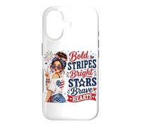 Cute Bold Stripes Bright Stars Brave Hearts Patriotic Women Case for iPhone 17