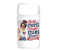 Cute Bold Stripes Bright Stars Brave Hearts Patriotic Women Case for iPhone 17 Pro Max