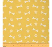 Cute Bone Paw Fabric by The Yard Lovely Cartoon Animal Paws Print Decorative Fabric for Upholstery and Home DIY Projects Kids Yellow Childish Pattern Fabric for Kids Boys Girls Gifts,2 Yards