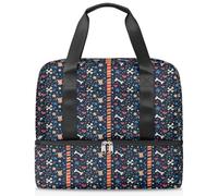 Cute Bone Stars Stripes Sports Duffle Bag for Women Men Kirls Boys Girls 21 L Weekend Overnight Bags Wet Seperated Tote Bag for Travel Gym Yoga