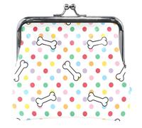 Cute Bones Dots White Leather Purses and Handbags Cute Kiss Zipper Buckle Coin Pouch, Cute Dots White, Classical, Cute Dots White, Classic, Cute dots white, classic