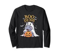 Cute Boo DENG Baby Pygmy Hippo Horror Movie Witch Spirit Long Sleeve T-Shirt