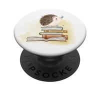 Cute Book Nerd Hedgehog Butterfly Flowers Girls Gift Reading PopSockets PopGrip: Swappable Grip for Phones & Tablets PopSockets Adhesive PopGrip