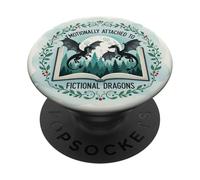 Cute Book Reading Dragon Booktrovert Librarian Green Bookish PopSockets Adhesive PopGrip