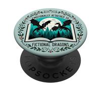 Cute Bookish Emotionally Attached To Fictional Dragons Green PopSockets Adhesive PopGrip
