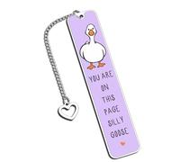 Cute Bookmarks for Book Lovers Bookish Funny Goose Bookmark Gift for Women Metal Bookmark for Bookworm Women Book Reading Accessories Book Themed Gifts Book Club Christmas Gifts for Women