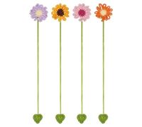 Cute Bookmarks for Women 4 Pieces, Handmade Crochet Flower Bookmarks with Cord, Book Lovers Reading Accessories for Teachers Students, Decorative Page Markers for Journals, 9.8 Inch