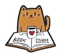 Cute Books and Love to Read Cats Enamel Lapel Pin cartoon Animals Metal Badge brooch for Backpack