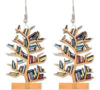 Cute Bookshelf Earrings,Christmas Tree Bookshelf Earrings, Book Lovers Heart Shaped Dangle Earrings,Acrylic Library Earrings For Women Girls Jewelry Clever and attractive