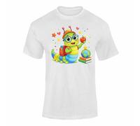 Cute Bookworm Caterpillar T Shirt for Kids and Adults World Book Day Reading Learning Design White XL Style 1