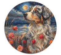 Cute Border Collie 1000 Pieces Round Jigsaw Creative Puzzle Multicoloured Family Game for Adults And Kids 1000pcs (67.5x67.5cm)