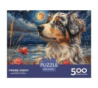 Cute Border Collie 500 Piece Adults Fun Thickened Wooden Jigsaw Puzzle Stress Relief Education Game Toy Intellectual Game Home Decoration Relaxation and Intelligence 500pcs (52x38cm)