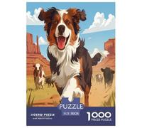 Cute Border Collie Jigsaw Puzzles Puzzle for Adults Kids. 1000 Piece Impossible Challenge Toy Educational Games Home Decoration for Adults& Kids Age 14 Years Up 38x26cm/1000pcs
