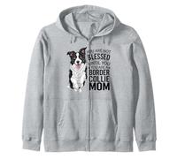 Cute Border Collie Mom Puppy Dog Black And White Collies Zip Hoodie