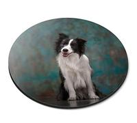 Cute Border Collie Puppy Animals Pets - Flexible Round 5mm Rubber Mouse Mat Pad Office Home Novelty Printed Desk Accessory 8617