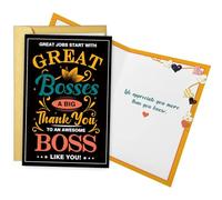Cute Boss's Day Card Gift for Men Women, Boss Thank You Card from Employee Staff, Bosses Birthday Cards Gifts for Him Her, Great Jobs Start with Great Bosses