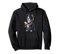 Cute Boston Terrier Dog Graduation Pullover Hoodie