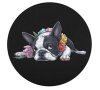 Cute Boston Terrier Dog Puzzle for Adults 68 PCS Round Funny Jigsaw Puzzles Decoration