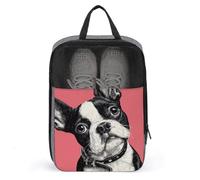 Cute Boston Terrier Dog Shoe Bag for Travel Daily Use Anti-dust Storage Carrier Golf Shoe Pouch