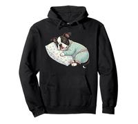 Cute Boston Terrier Dog Sleeping in Pajamas Bedtime Art Pullover Hoodie