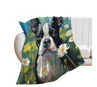 Cute Boston Terrier Dog Watercolor Flannel Blanket Soft Throw Blanket Warm Bed Blankets Decorative Blanket for Women Men 30"*40"（76 * 100cm）