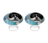 Cute Boston Terrier Drawer Pulls Round Door Handles Dresser Cabinet Knobs Kitchen Home Decor