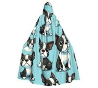 Cute-Boston-Terrier-Friend Adult Witch Hooded Cape, Halloween Costume Hooded Cloak