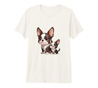 Cute Boston Terrier Mama and Puppy Dogs Premium T-Shirt