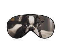 Cute Boston Terrier Sleep Mask for Women Men, Soft Eye Mask with Adjustable Strap for Sleeping, Light Blocking Travel Blindfold for Nap Comfortable Eye Cover for Home Office