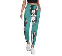 Cute Boston Terrier Women's Joggers Sweatpants Athletic Yoga Pants with Pockets Leggings XL