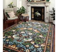Cute Botanical Bathroom Rugs Non Slip, Ultra Thin Strawberry Thief Abstract Art 3x5 Small Rugs, Green Tropical Floral Leaves Throw Area Rug for Bedroom Kitchen Indoor Entrance Entryway Rug Washable