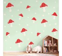 Cute Botanical Wall Mural, Mushrooms Polka dots Wallpaper, Wall Decals Home Decor TV Background Large Art Wallpaper Painting Posters Decor 356 x 256 cm
