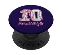 Cute Bow Baseball Double Digits 10th Birthday Coquette Girls PopSockets Adhesive PopGrip