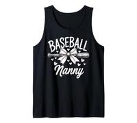 Cute Bow Baseball Nanny Grandma Sports Fan Tank Top