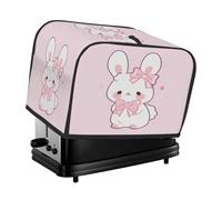 Cute Bow Cartoon Rabbit Toaster Cover 2 Slice, Waterproof Protective Oxford Fabric Small Kitchen Appliance Dust Cover with Pocket for Toaster Oven Coffee Machine Mixer