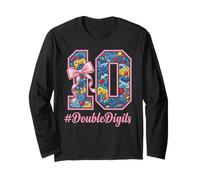Cute Bow Gaming Gamer Double Digits 10th Birthday Girls Long Sleeve T-Shirt