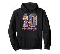 Cute Bow Gaming Gamer Double Digits 10th Birthday Girls Pullover Hoodie