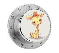 Cute Bow Giraffe Kitchen Timers for Cooking 60 Minute Wind Up Timer, Magnetic Back, Visual Mechanical Timer with Loud Alarm, Manual Countdown Timers for Classroom Home Gym Tanning