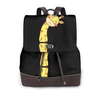 Cute Bow Giraffe Print Women Backpack Waterproof Anti-Theft Lightweight Pu Fashion Leather Nylon School Shoulder Bag Travel Backpack