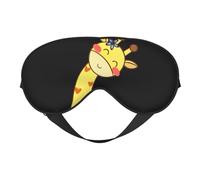 Cute Bow Giraffe Printing Double Side Soft Eye Mask Reversible Design, Adjustable for Snug Fit, Blocks Light Eye Mask