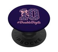 Cute Bow Lacrosse Sports Double Digits 10th Birthday Girls PopSockets Adhesive PopGrip