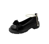 Cute Bow Lolita Shoes Women Japanese Style Mary Jane Shoes Women Vintage Flat High Heels Chunky Platform Shoes Cosplay Female Shoes, Black 5 cm, 5 UK
