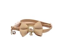 Cute Bow & Pearl Pendant Dog Collar with Bell, Pet Accessory(Apricot)